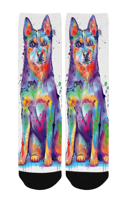 Watercolor Blue Heeler Dog Women's Casual Socks