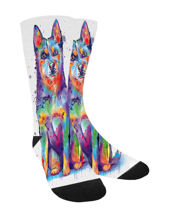 Watercolor Blue Heeler Dog Women's Casual Socks