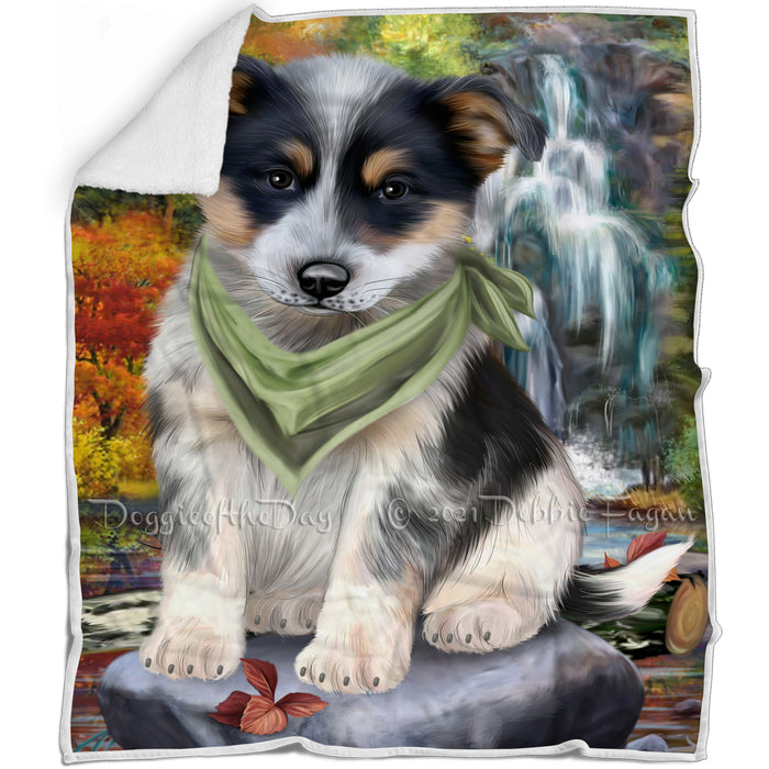 Scenic Waterfall Blue Heeler Dog Blanket BLNKT83235