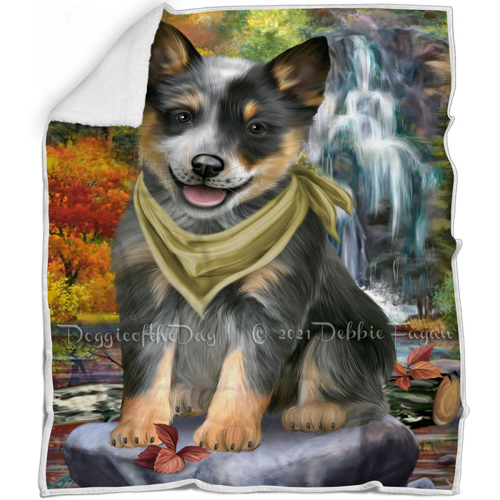 Scenic Waterfall Blue Heeler Dog Blanket BLNKT83244