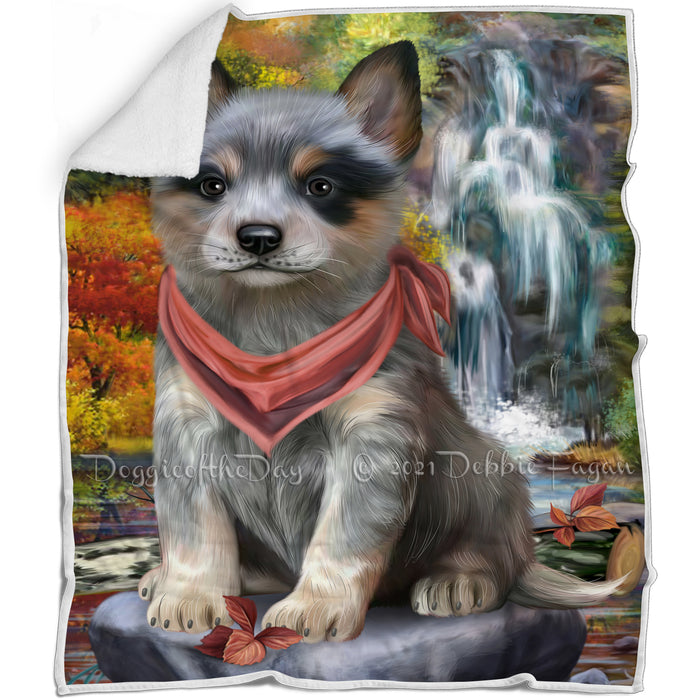 Scenic Waterfall Blue Heeler Dog Blanket BLNKT83253