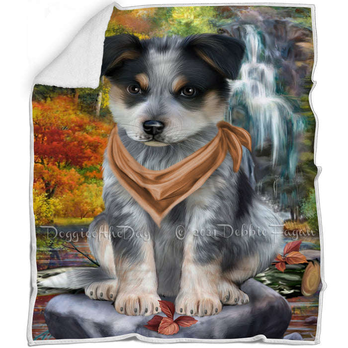 Scenic Waterfall Blue Heeler Dog Blanket BLNKT83262