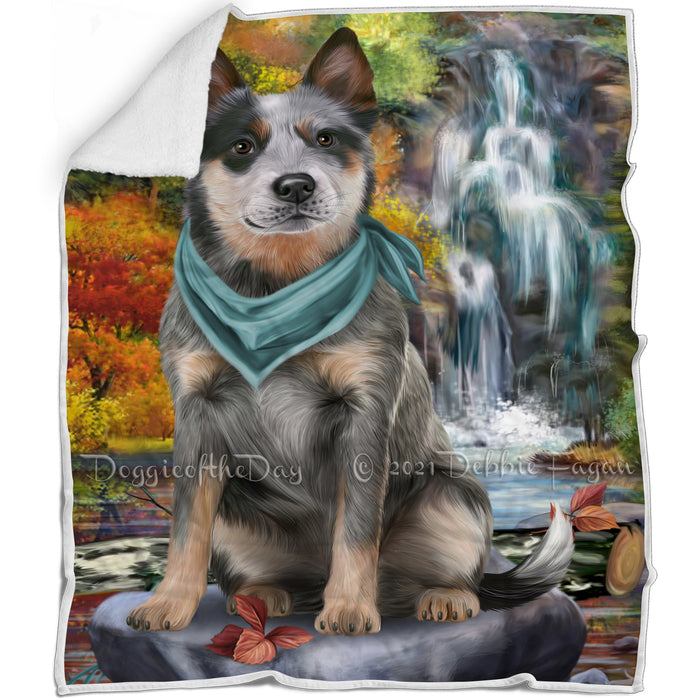 Scenic Waterfall Blue Heeler Dog Blanket BLNKT83271