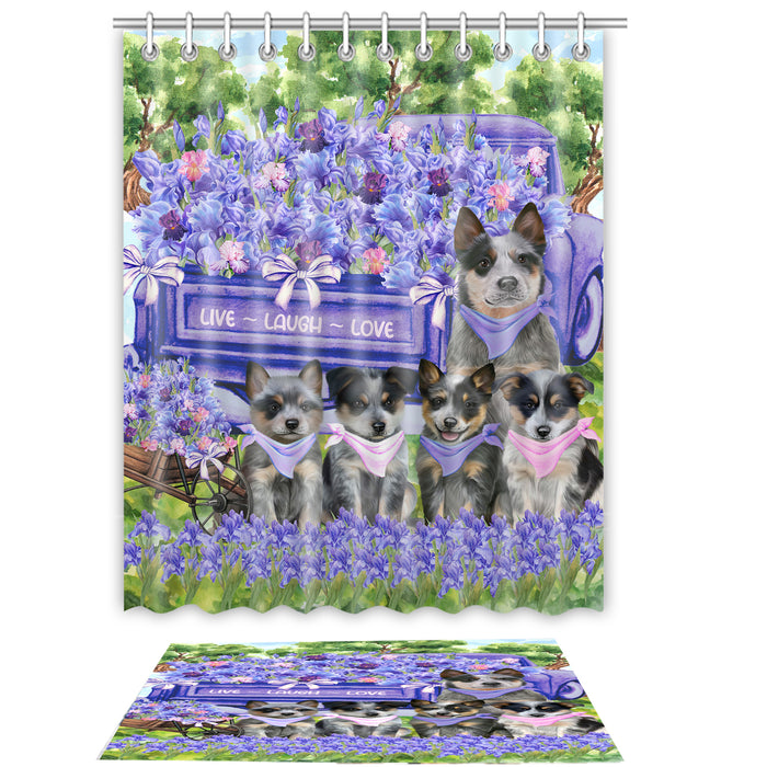 Blue Heeler Shower Curtain with Bath Mat Combo: Curtains with hooks and Rug Set Bathroom Decor, Custom, Explore a Variety of Designs, Personalized, Pet Gift for Dog Lovers