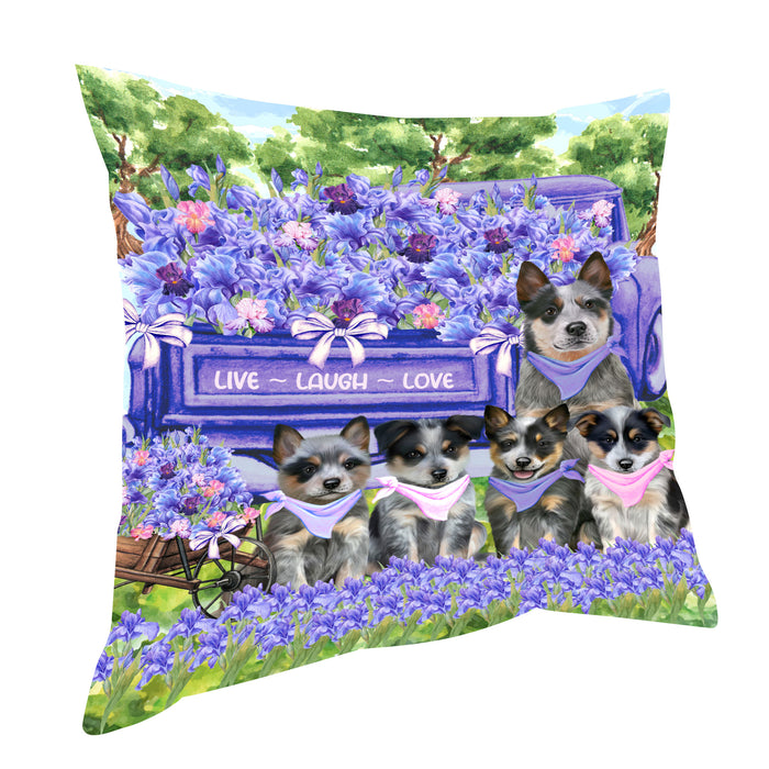 Blue Heeler Throw Pillow: Explore a Variety of Designs, Cushion Pillows for Sofa Couch Bed, Personalized, Custom, Dog Lover's Gifts