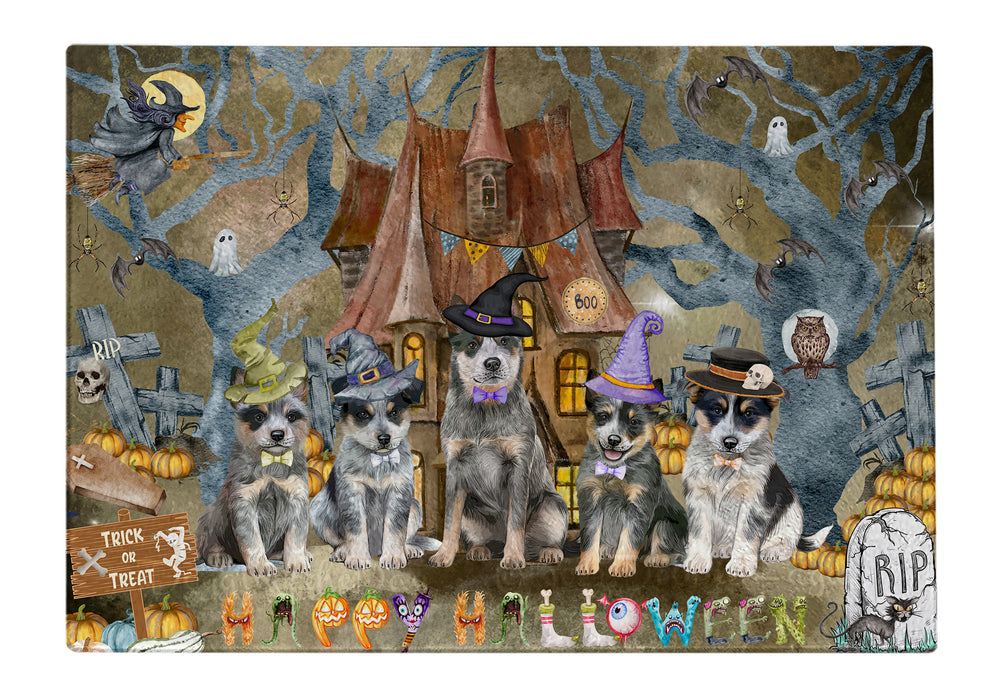 Blue Heeler Cutting Board: Explore a Variety of Designs, Personalized, Custom, Kitchen Tempered Glass Scratch and Stain Resistant, Halloween Gift for Pet and Dog Lovers