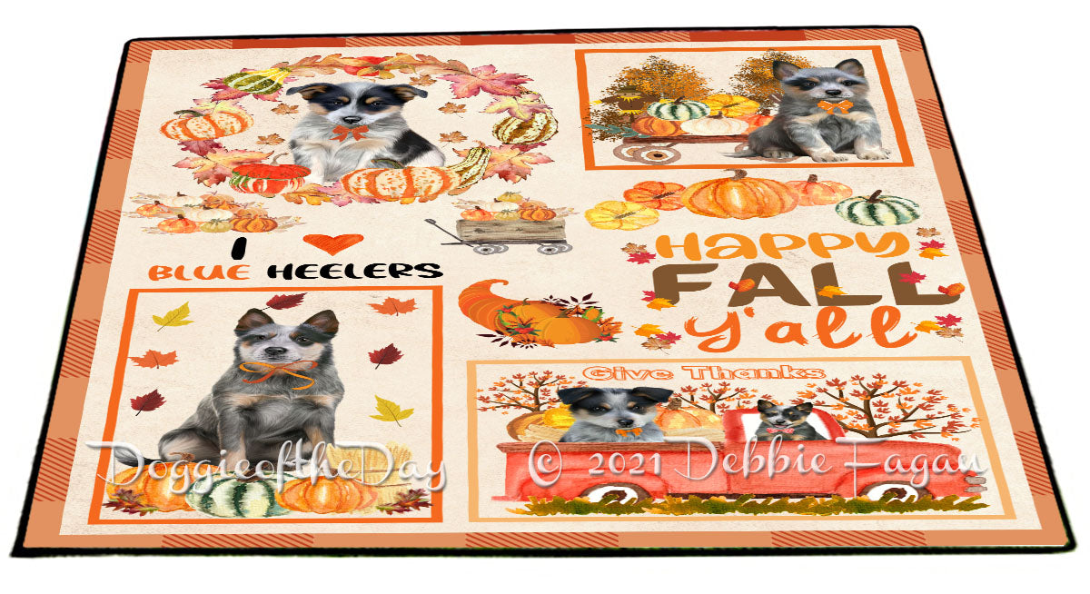 Happy Fall Y'all Pumpkin Blue Heeler Dogs Indoor/Outdoor Welcome Floormat - Premium Quality Washable Anti-Slip Doormat Rug FLMS58564