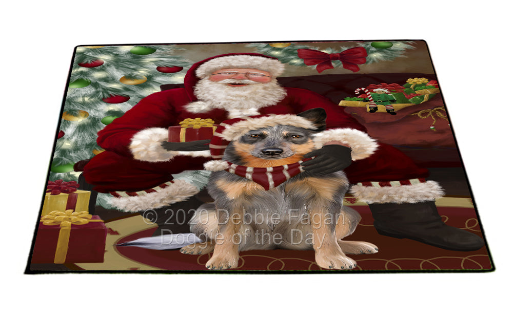 Santa's Christmas Surprise Blue Heeler Dog Indoor/Outdoor Welcome Floormat - Premium Quality Washable Anti-Slip Doormat Rug FLMS57388