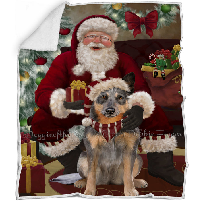 Santa's Christmas Surprise Blue Heeler Dog Blanket BLNKT142113