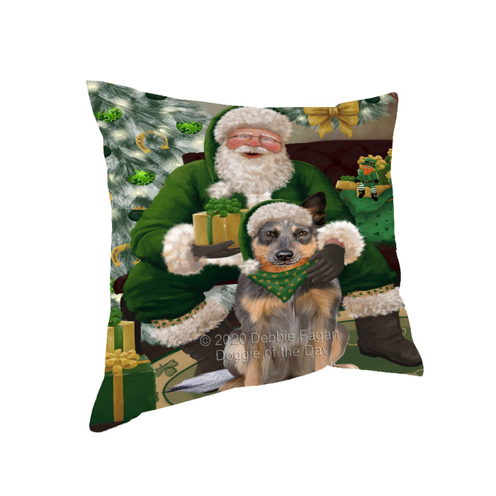Christmas Irish Santa with Gift and Black Cat Pillow PIL86708