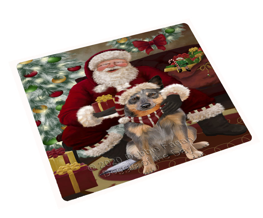 Santa's Christmas Surprise Blue Heeler Dog Cutting Board - Easy Grip Non-Slip Dishwasher Safe Chopping Board Vegetables C78568