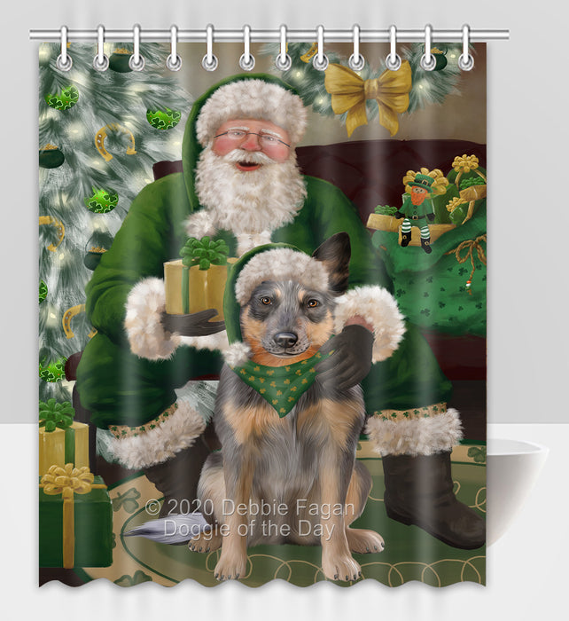 Christmas Irish Santa with Gift and Blue Heeler Dog Shower Curtain Bathroom Accessories Decor Bath Tub Screens SC117