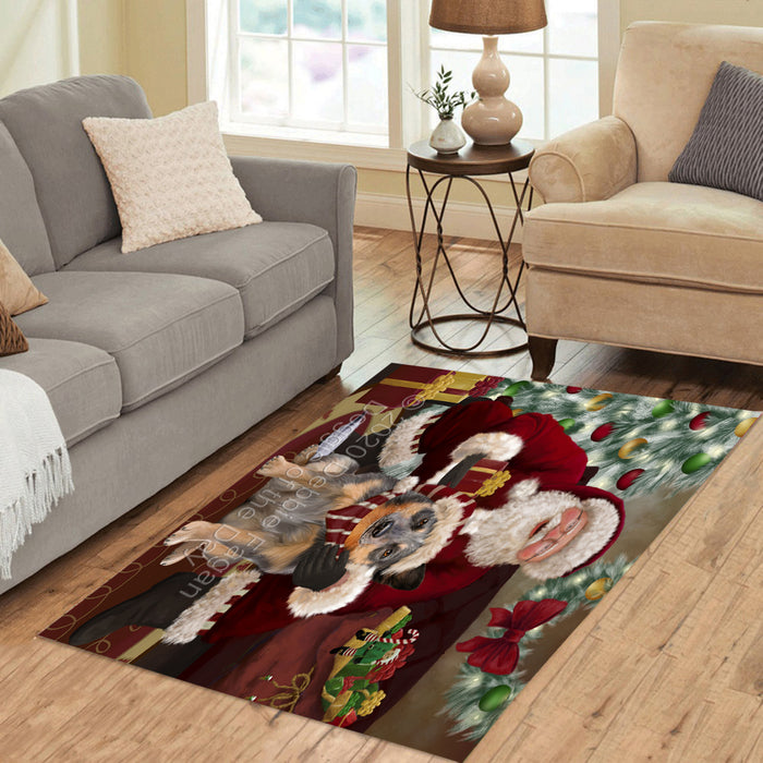 Santa's Christmas Surprise Blue Heeler Dog Polyester Living Room Carpet Area Rug ARUG67391