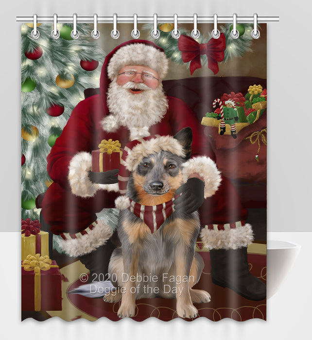 Santa's Christmas Surprise Blue Heeler Dog Shower Curtain Bathroom Accessories Decor Bath Tub Screens SC215