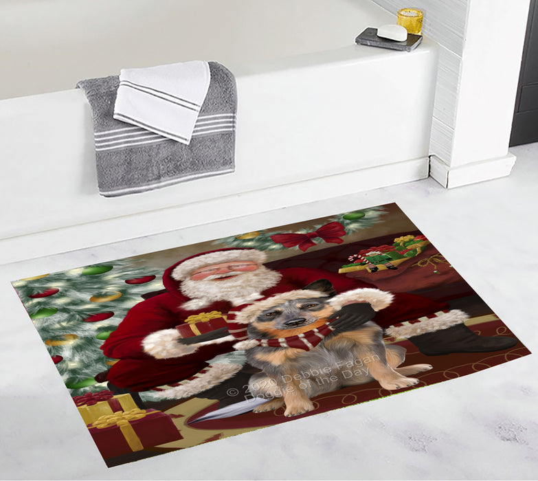 Santa's Christmas Surprise Blue Heeler Dog Bathroom Rugs with Non Slip Soft Bath Mat for Tub BRUG55426