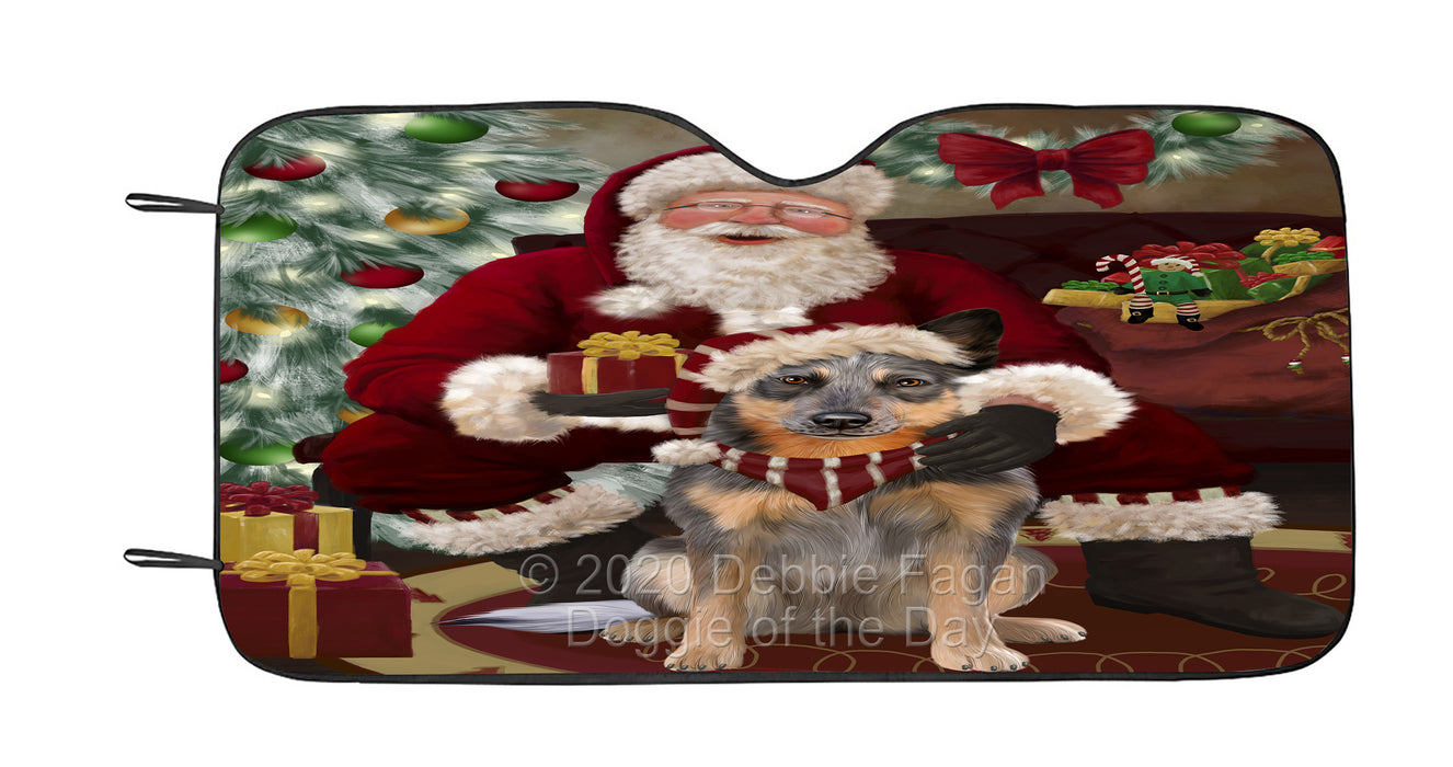 Santa's Christmas Surprise Blue Heeler Dog Car Sun Shade Cover Curtain