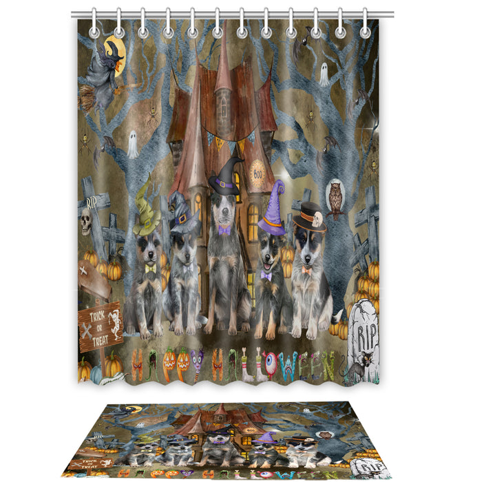 Blue Heeler Shower Curtain with Bath Mat Combo: Curtains with hooks and Rug Set Bathroom Decor, Custom, Explore a Variety of Designs, Personalized, Pet Gift for Dog Lovers