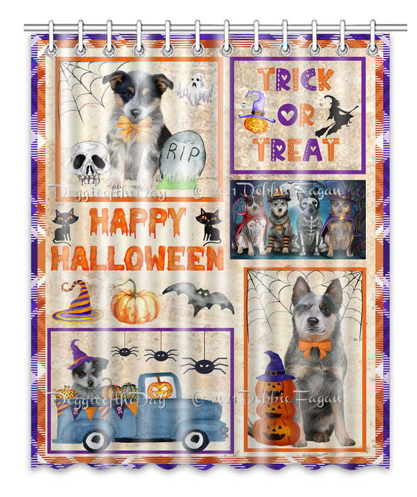Happy Halloween Trick or Treat Blue Heeler Dogs Shower Curtain Bathroom Accessories Decor Bath Tub Screens
