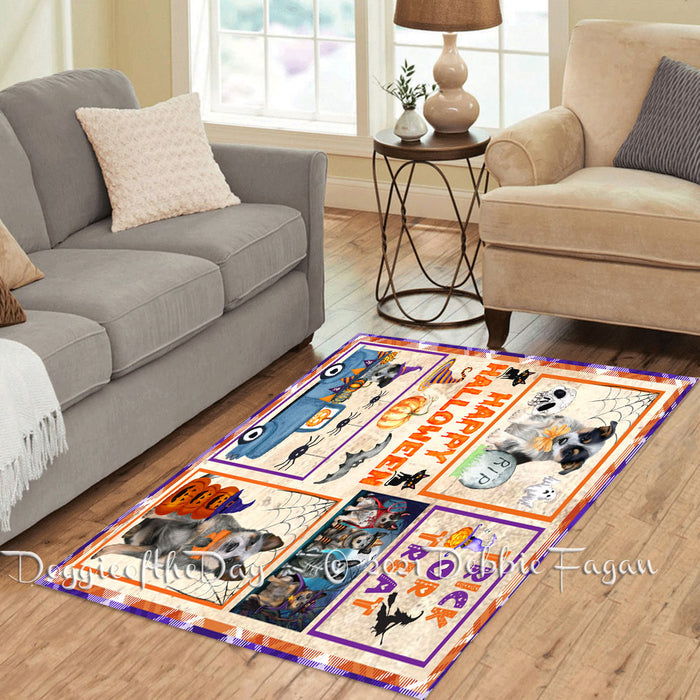 Happy Halloween Trick or Treat Blue Heeler Dogs Polyester Living Room Carpet Area Rug ARUG65494