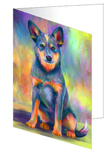Paradise Wave Blue Heeler Dog Handmade Artwork Assorted Pets Greeting Cards and Note Cards with Envelopes for All Occasions and Holiday Seasons GCD72695