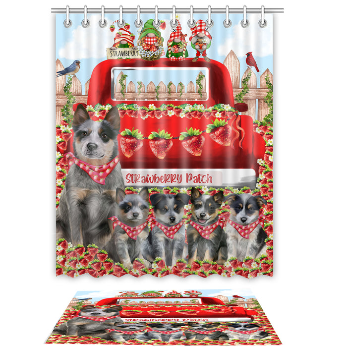 Blue Heeler Shower Curtain & Bath Mat Set, Custom, Explore a Variety of Designs, Personalized, Curtains with hooks and Rug Bathroom Decor, Halloween Gift for Dog Lovers