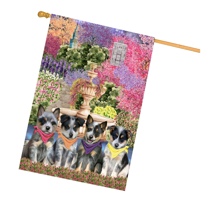 Blue Heeler Dogs House Flag: Explore a Variety of Designs, Weather Resistant, Double-Sided, Custom, Personalized, Home Outdoor Yard Decor for Dog and Pet Lovers