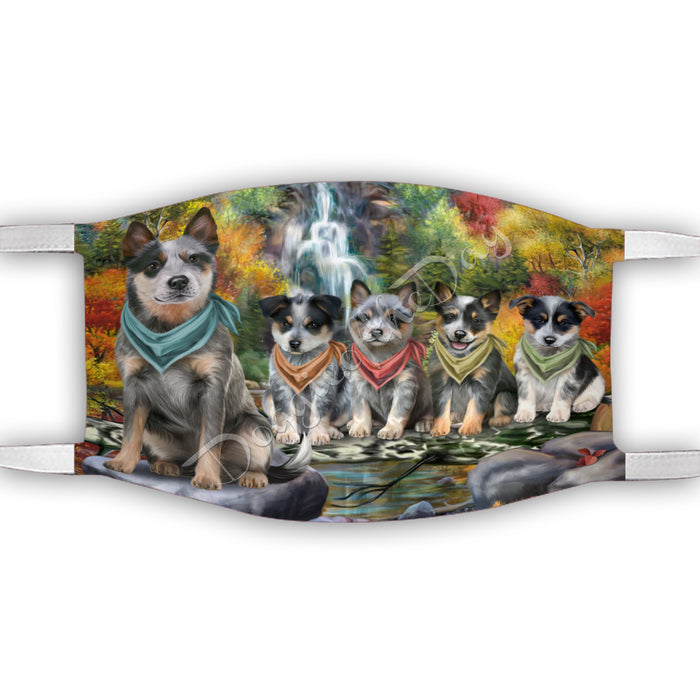 Scenic Waterfall Blue Heeler Dogs Face Mask FM49278