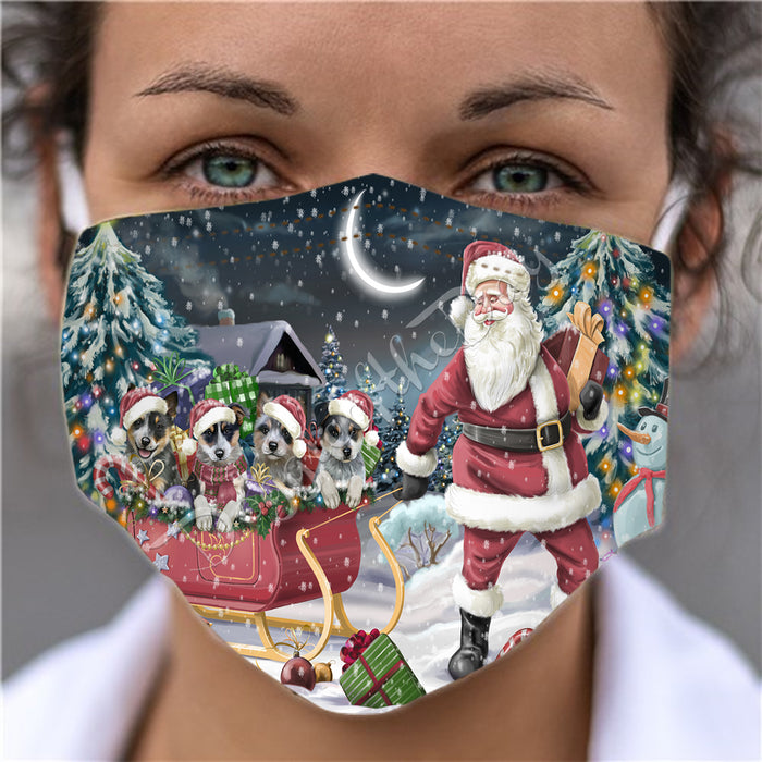 Santa Sled Dogs Christmas Happy Holidays Blue Heeler Dogs Face Mask FM48974