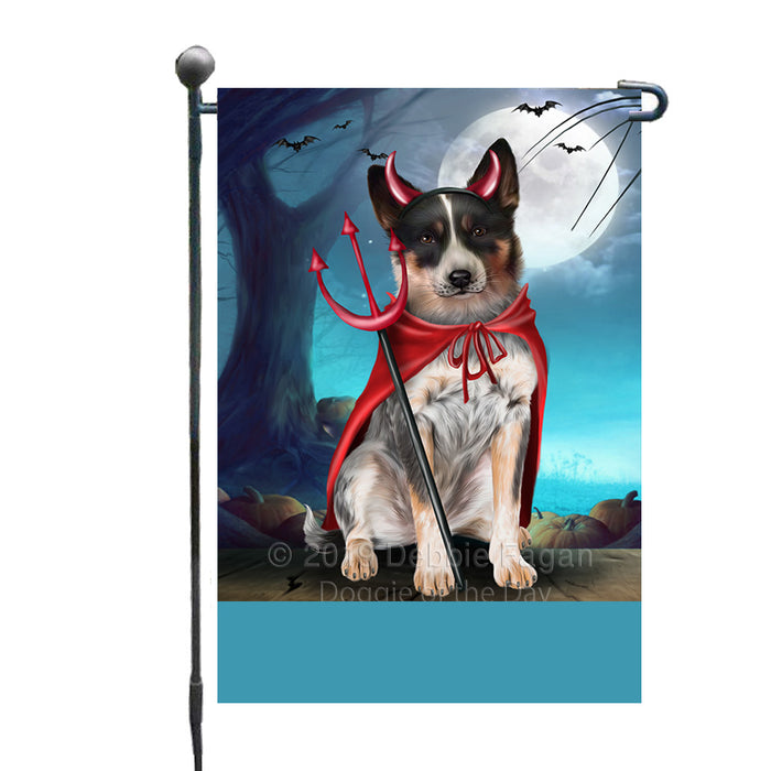 Personalized Happy Halloween Trick or Treat Blue Heeler Dog Devil Custom Garden Flag GFLG64454