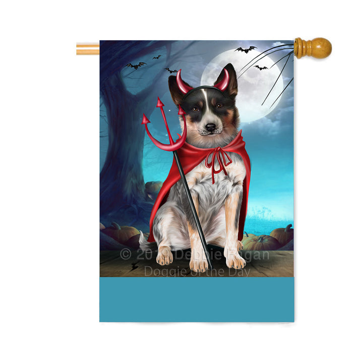 Personalized Happy Halloween Trick or Treat Blue Heeler Dog Devil Custom House Flag FLG64145