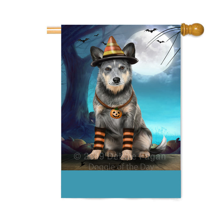Personalized Happy Halloween Trick or Treat Blue Heeler Dog Candy Corn Custom House Flag FLG64090