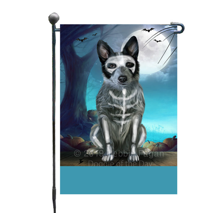 Personalized Happy Halloween Trick or Treat Blue Heeler Dog Skeleton Custom Garden Flag GFLG64509