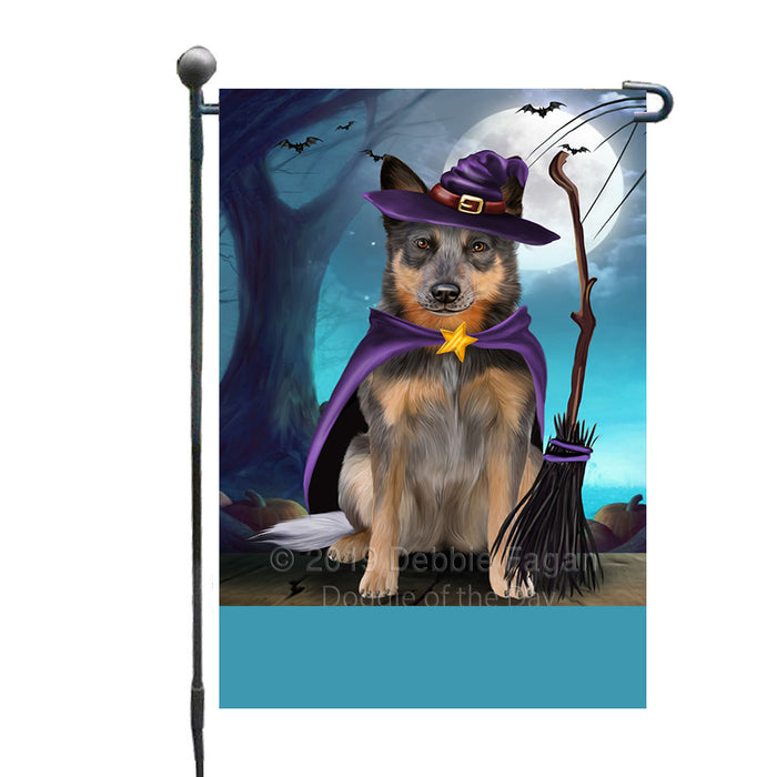 Personalized Happy Halloween Trick or Treat Blue Heeler Dog Witch Custom Garden Flag GFLG64564