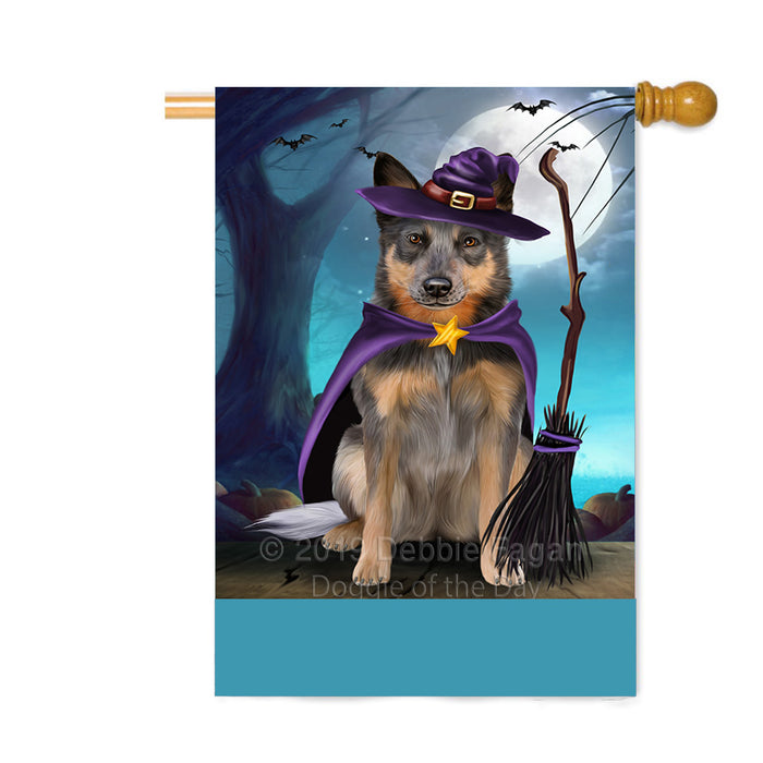 Personalized Happy Halloween Trick or Treat Blue Heeler Dog Witch Custom House Flag FLG64255