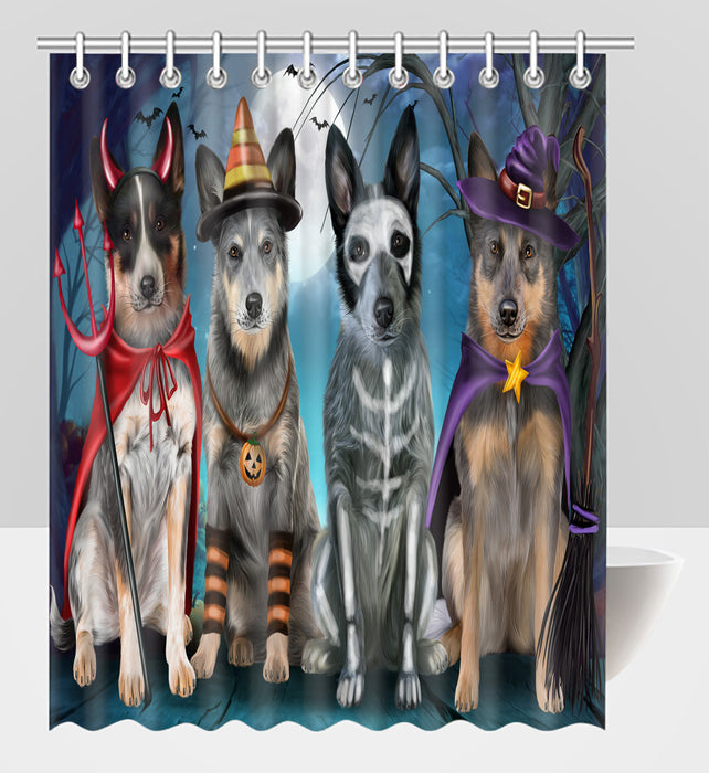 Halloween Trick or Teat Blue Heeler Dogs Shower Curtain