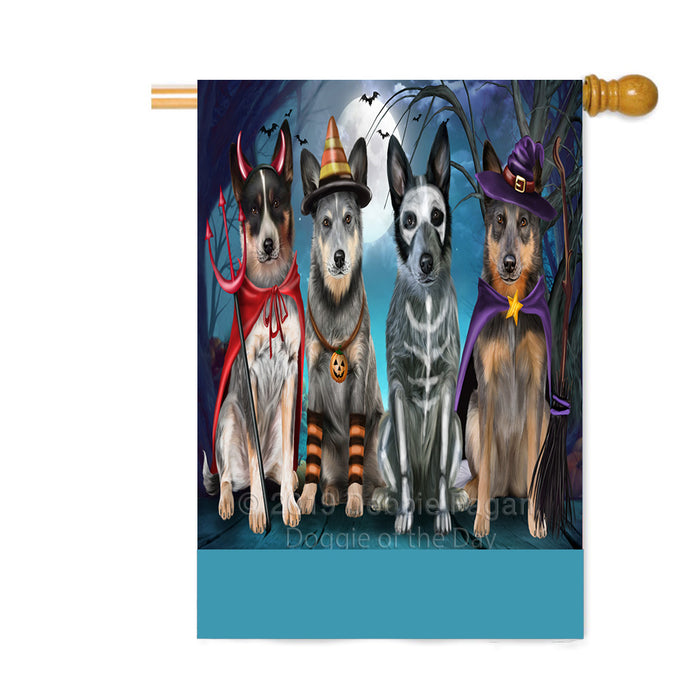 Personalized Happy Halloween Trick or Treat Blue Heeler Dogs Custom House Flag FLG64035