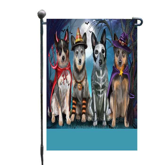 Personalized Happy Halloween Trick or Treat Blue Heeler Dogs Custom Garden Flag GFLG64344