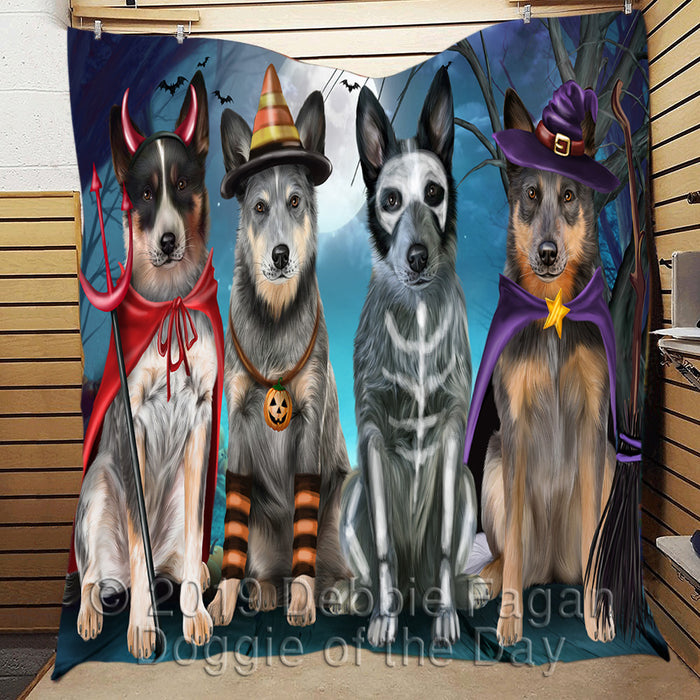 Happy Halloween Trick or Treat Blue Heeler Dogs Lightweight Soft Bedspread Coverlet Bedding Quilt QUILT60241