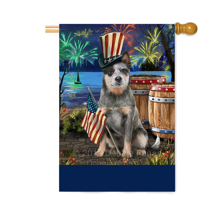 Personalized 4th of July Firework Blue Heeler Dog Custom House Flag FLG-DOTD-A57857