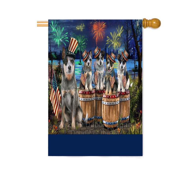 Personalized 4th of July Firework Blue Heeler Dogs Custom House Flag FLG-DOTD-A57858