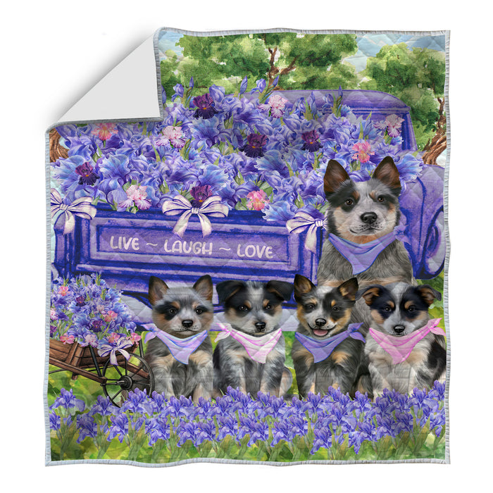Blue Heeler Bedspread Quilt, Bedding Coverlet Quilted, Explore a Variety of Designs, Personalized, Custom, Dog Gift for Pet Lovers