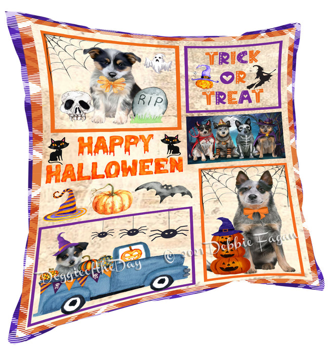 Happy Halloween Trick or Treat Blue Heeler Dogs Pillow with Top Quality High-Resolution Images - Ultra Soft Pet Pillows for Sleeping - Reversible & Comfort - Ideal Gift for Dog Lover - Cushion for Sofa Couch Bed - 100% Polyester