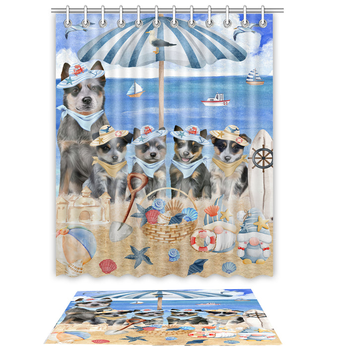 Blue Heeler Shower Curtain & Bath Mat Set: Explore a Variety of Designs, Custom, Personalized, Curtains with hooks and Rug Bathroom Decor, Gift for Dog and Pet Lovers
