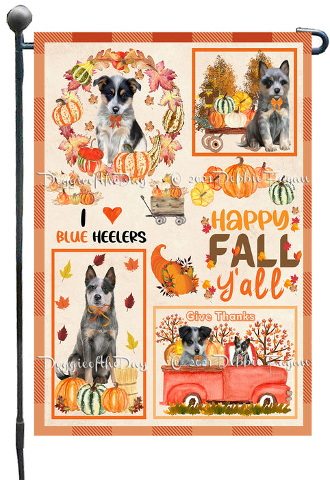Happy Fall Y'all Pumpkin Blue Heeler Dogs Garden Flags- Outdoor Double Sided Garden Yard Porch Lawn Spring Decorative Vertical Home Flags 12 1/2"w x 18"h