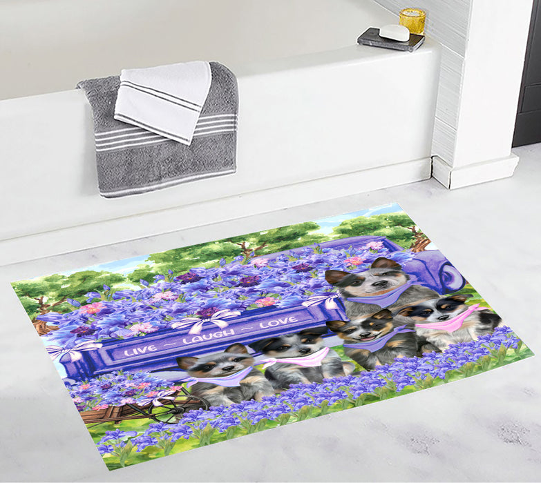 Blue Heeler Bath Mat: Non-Slip Bathroom Rug Mats, Custom, Explore a Variety of Designs, Personalized, Gift for Pet and Dog Lovers