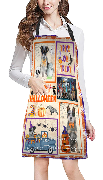 Happy Halloween Trick or Treat Blue Heeler Dogs Cooking Kitchen Adjustable Apron Apron49296
