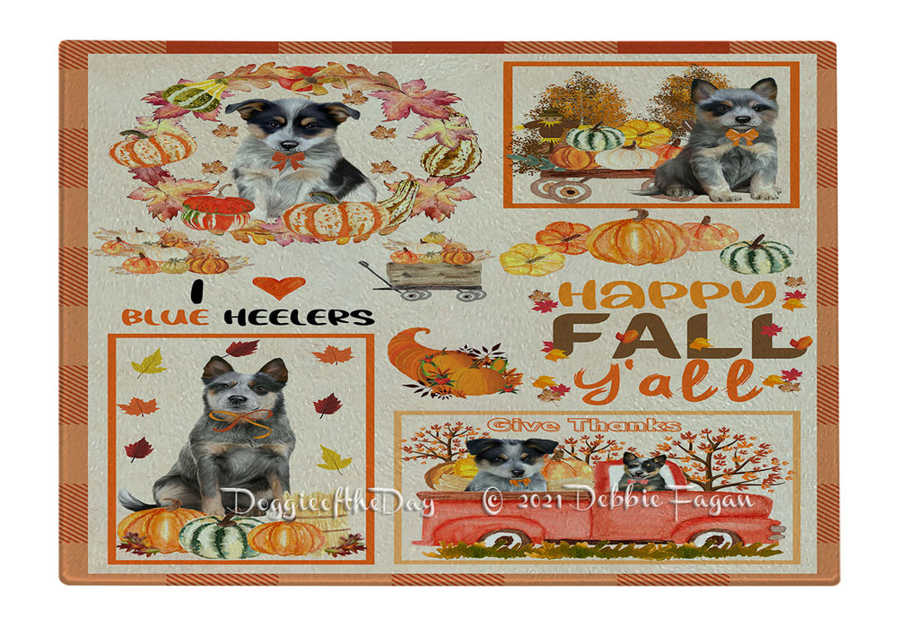 Happy Fall Y'all Pumpkin Blue Heeler Dogs Cutting Board - Easy Grip Non-Slip Dishwasher Safe Chopping Board Vegetables C79813