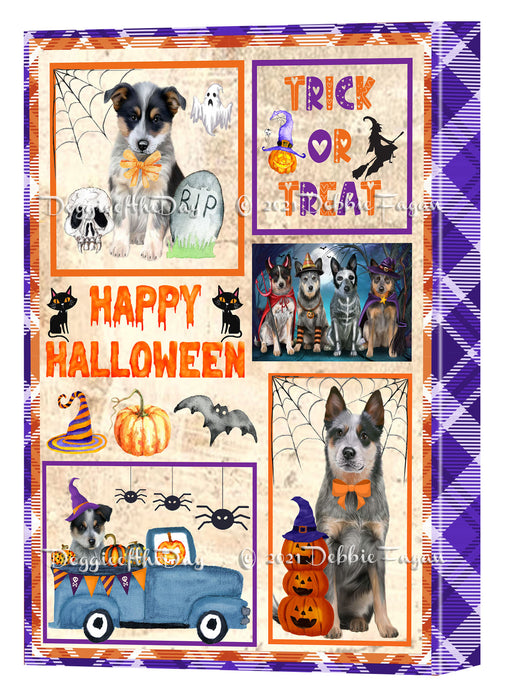 Happy Halloween Trick or Treat Blue Heeler Dogs Canvas Wall Art Decor - Premium Quality Canvas Wall Art for Living Room Bedroom Home Office Decor Ready to Hang CVS150299