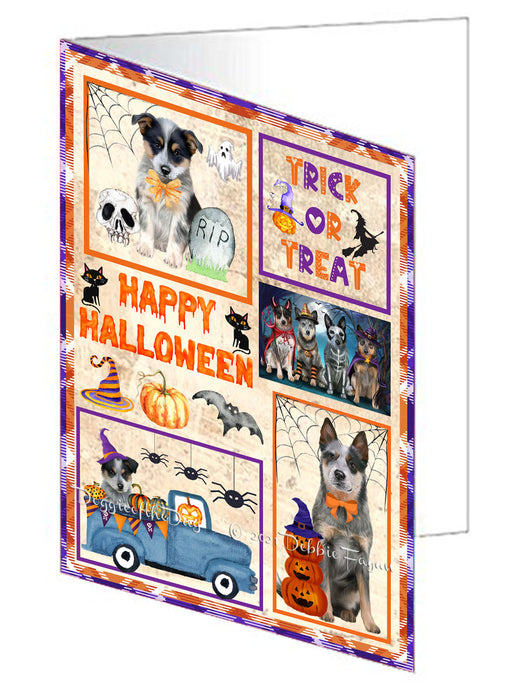 Happy Halloween Trick or Treat Bluetick Coonhound Dogs Handmade Artwork Assorted Pets Greeting Cards and Note Cards with Envelopes for All Occasions and Holiday Seasons GCD76430