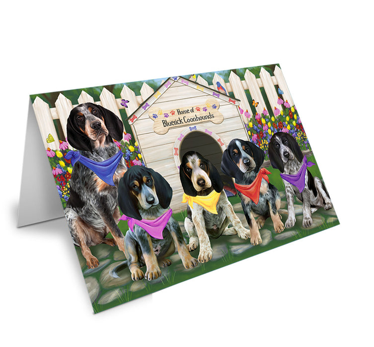 Spring Floral Bluetick Coonhound Dog Handmade Artwork Assorted Pets Greeting Cards and Note Cards with Envelopes for All Occasions and Holiday Seasons GCD53414